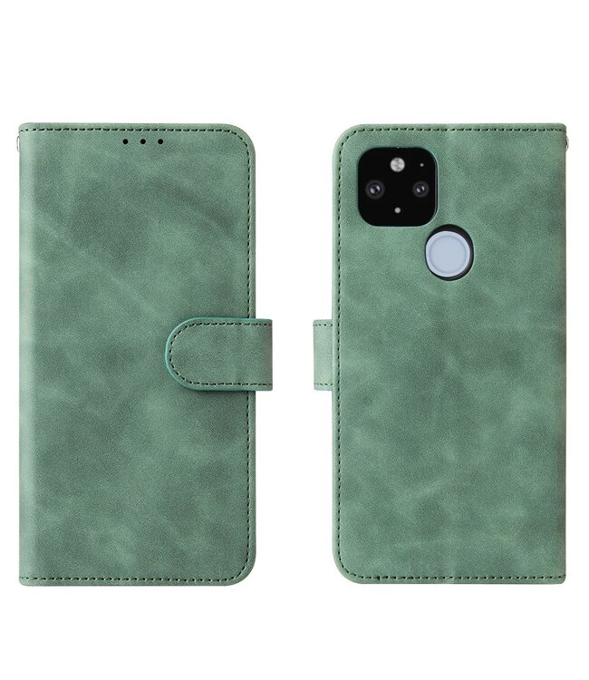 Groen Skin Touch Bookcase Hoesje voor de Google Pixel 5a