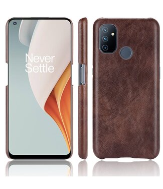 Bruin Lychee Faux Lederen Hoesje OnePlus Nord N100