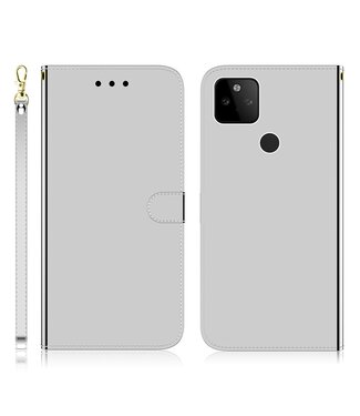 Zilver Spiegel Bookcase Hoesje Google Pixel 5a