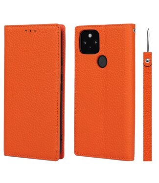 Oranje Lychee Wallet Bookcase Hoesje Google Pixel 5a