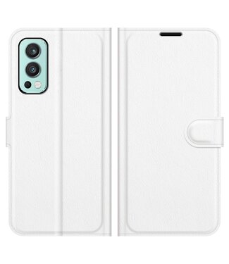 Wit Lychee Bookcase Hoesje OnePlus Nord 2