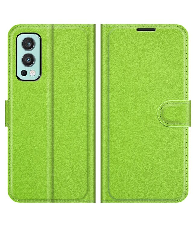 Groen Lychee Bookcase Hoesje voor de OnePlus Nord 2