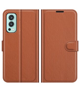 Bruin Lychee Bookcase Hoesje OnePlus Nord 2