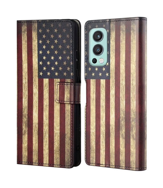Amerikaanse Vlag Bookcase Hoesje voor de OnePlus Nord 2