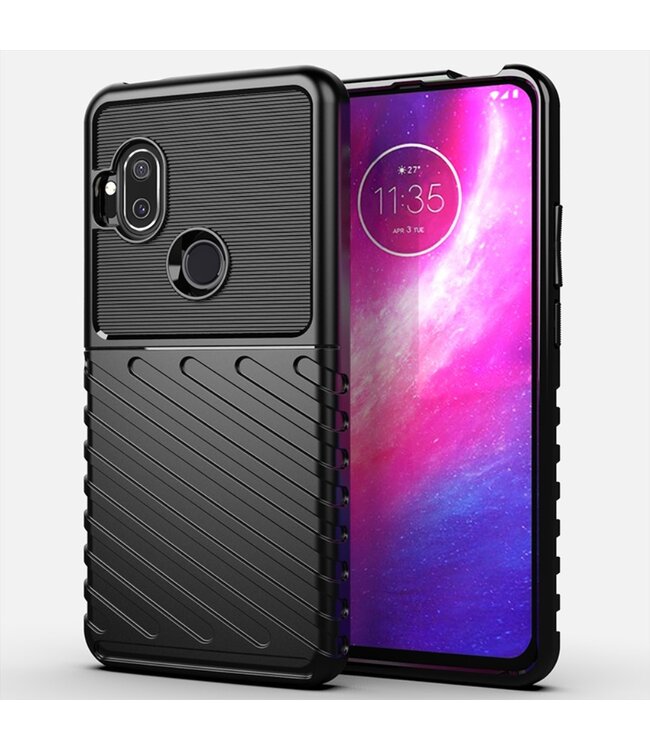 Zwart Twill TPU Hoesje voor de Motorola One Hyper