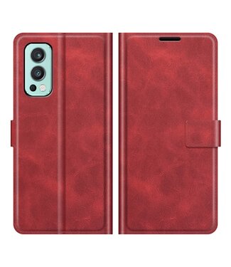 Rood Bookcase Hoesje OnePlus Nord 2