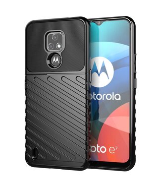 Zwart Twill TPU Hoesje Motorola Moto E7