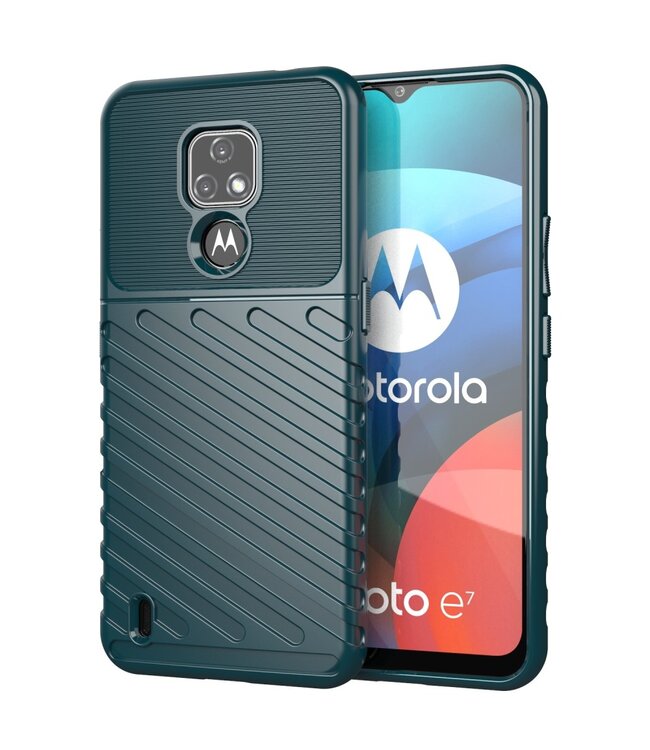Groen Twill TPU Hoesje voor de Motorola Moto E7