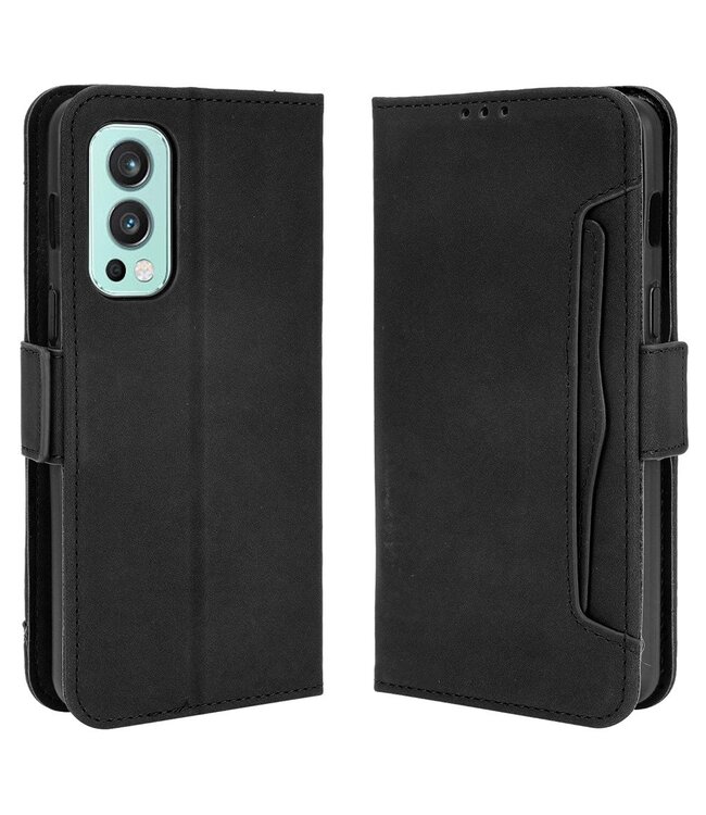 Zwart Wallet Bookcase Hoesje voor de OnePlus Nord 2