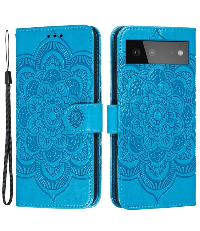 Blauw Mandala Bookcase Hoesje voor de Google Pixel 6