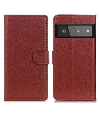 Bruin Lychee Bookcase Hoesje Google Pixel 6 Pro