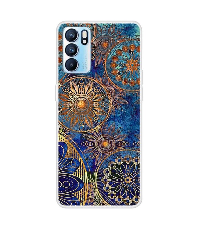 Gouden Bloemen Full Protection TPU Hoesje voor de Oppo Reno 6 5G