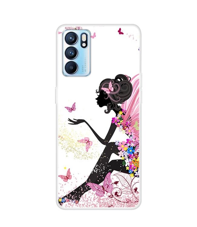 Meisje En Bloemen Full Protection TPU Hoesje voor de Oppo Reno 6 5G