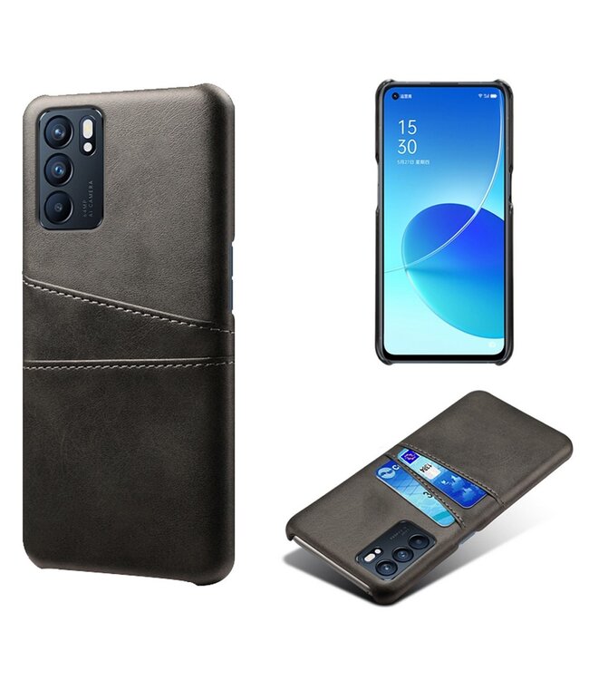 Ksq KSQ Zwart Pasjeshouder Faux Lederen Hoesje voor de Oppo Reno 6 5G