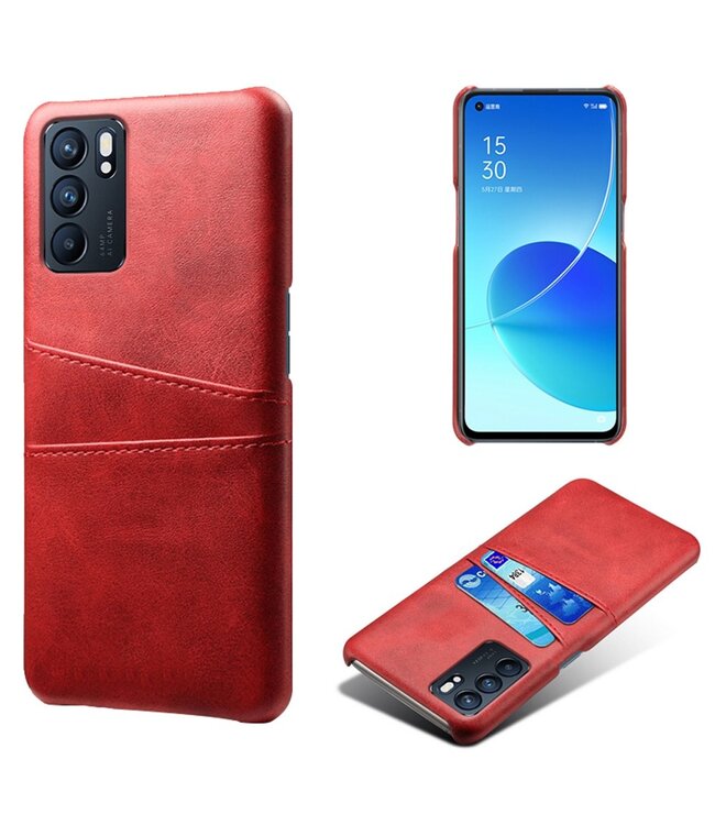 Ksq KSQ Rood Pasjeshouder Faux Lederen Hoesje voor de Oppo Reno 6 5G