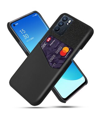 Ksq Zwart Pasjeshouder Faux Lederen Hoesje Oppo Reno 6 5G