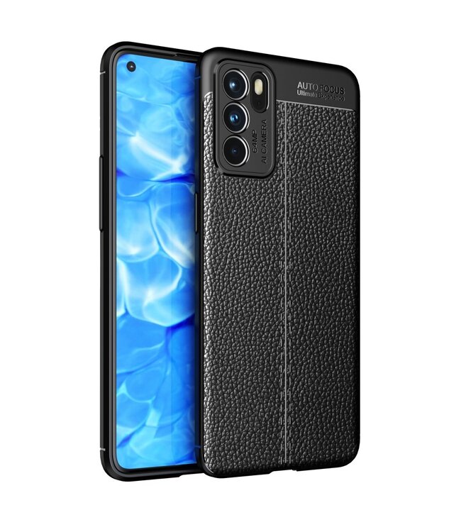 Zwart Lychee TPU Hoesje voor de Oppo Reno 6 5G