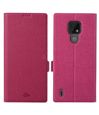 Vili DMX Roze Cross Textuur Bookcase Hoesje Motorola Moto E7