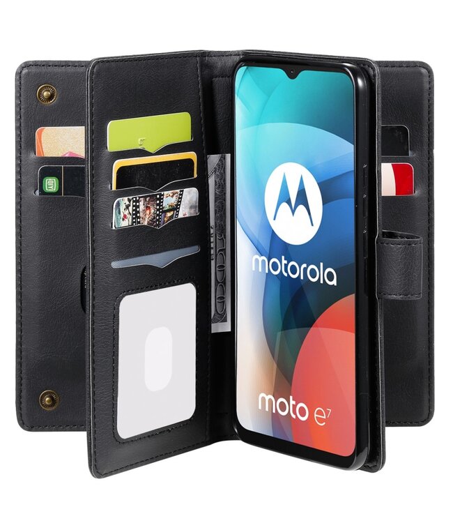 Zwart Wallet Bookcase Hoesje voor de Motorola Moto E7