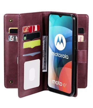 Wijnrood Wallet Bookcase Hoesje Motorola Moto E7