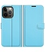 Blauw Lychee Bookcase Hoesje voor de iPhone 13 Pro