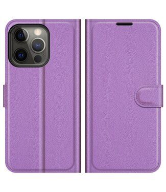Paars Lychee Bookcase Hoesje iPhone 13 Pro