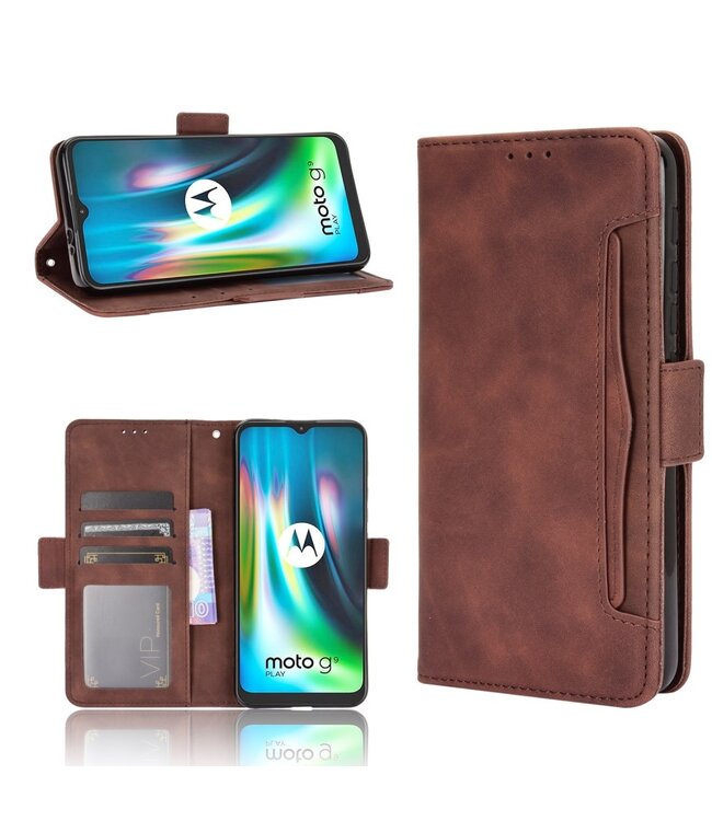 Bruin Pasjeshouder Bookcase Hoesje voor de Motorola Moto E7 Plus