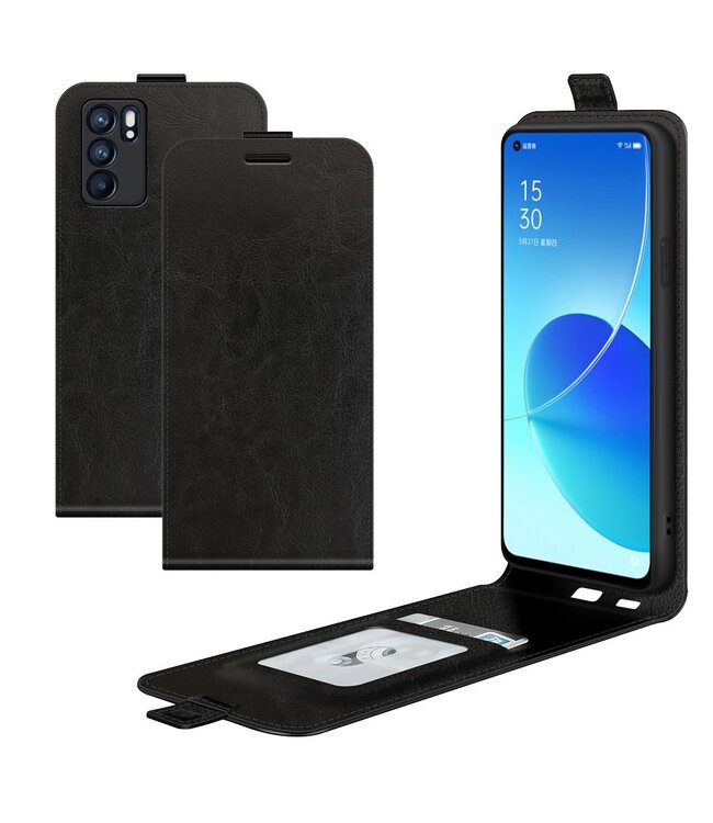 Zwart Flipcase Hoesje voor de Oppo Reno 6 5G