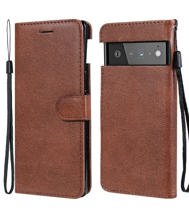 Bruin Faux Lederen Bookcase Hoesje voor de Google Pixel 6 Pro