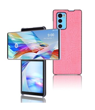 Roze Krokodillen Faux Lederen Hoesje LG Wing 5G