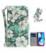 Witte Bloemen Bookcase Hoesje voor de Motorola Moto G9 Play