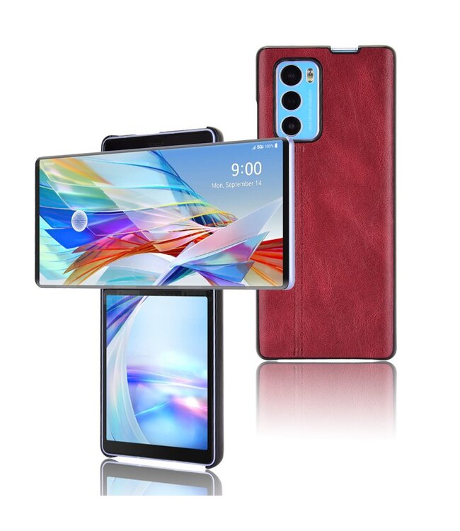 Rood Faux Lederen Hoesje voor de LG Wing 5G