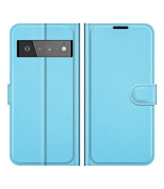 Blauw Lychee Flip Stand Bookcase Hoesje Google Pixel 6 Pro