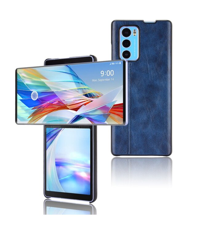 Blauw Faux Lederen Hoesje voor de LG Wing 5G