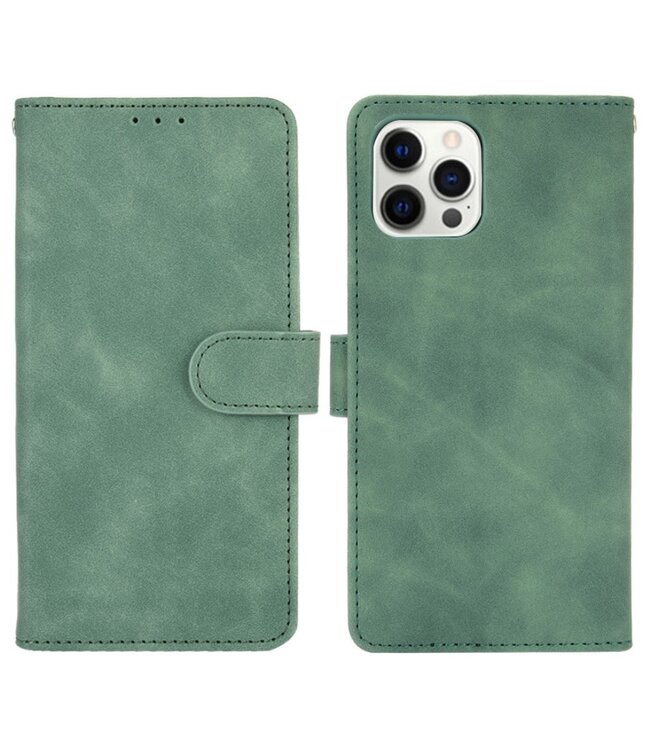 Groen Skin Touch Bookcase Hoesje voor de iPhone 13 Pro