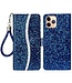 Blauw Glitter En Koord Bookcase Hoesje voor de iPhone 13 Pro