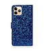 Blauw Glitter En Koord Bookcase Hoesje voor de iPhone 13 Pro