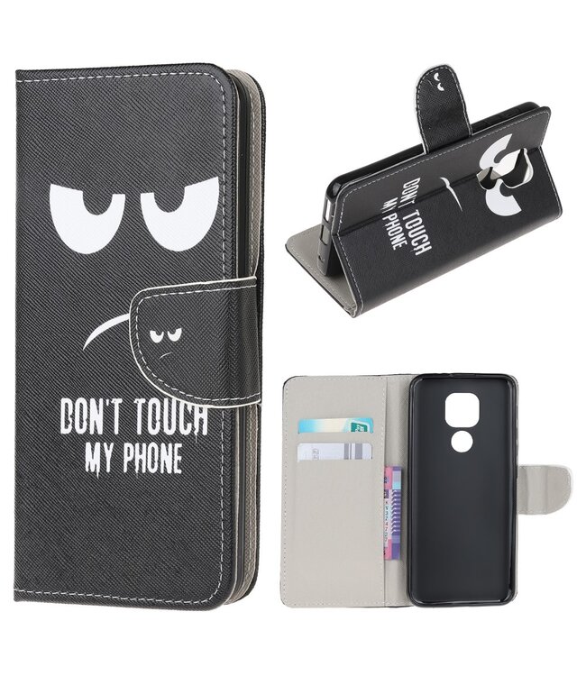 Don't Touch My Phone Bookcase Hoesje voor de Motorola Moto G9 Play