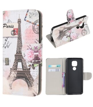 Eiffel Tower Bookcase Hoesje Motorola Moto G9 Play