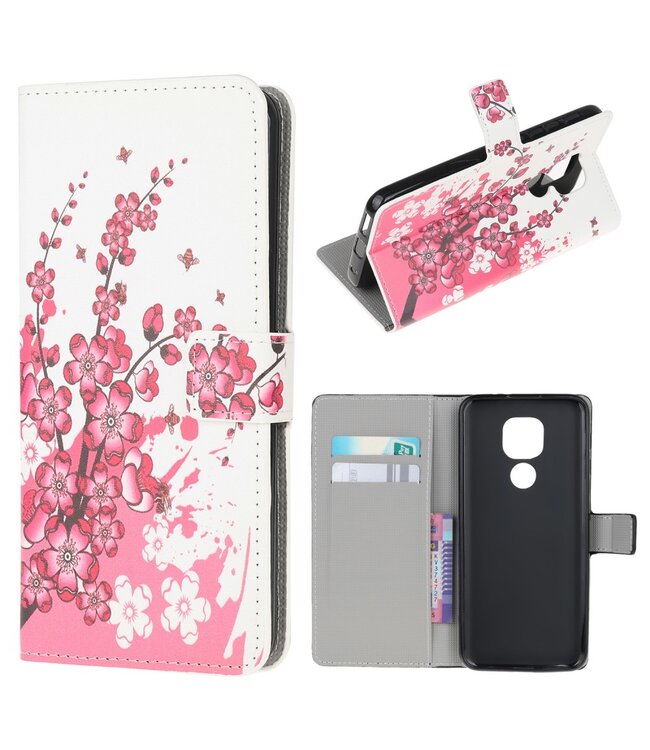 Bloemen Bookcase Hoesje voor de Motorola Moto G9 Play