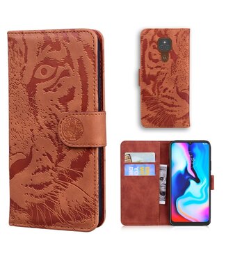 Bruin Tijger Bookcase Hoesje Motorola Moto G9 Play