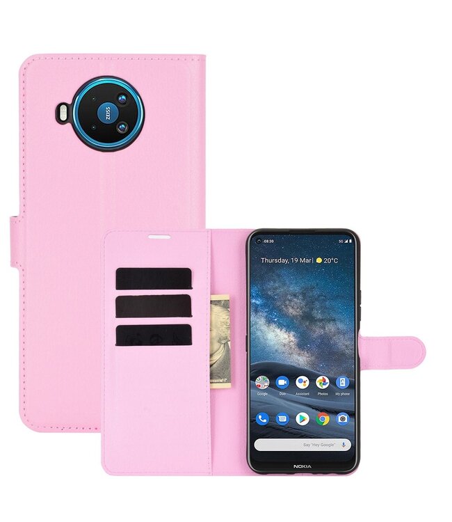 Roze Lychee Bookcase Hoesje voor de Nokia 8.3 5G