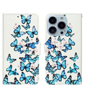 Blauwe Vlinders Bookcase Hoesje iPhone 13 Pro