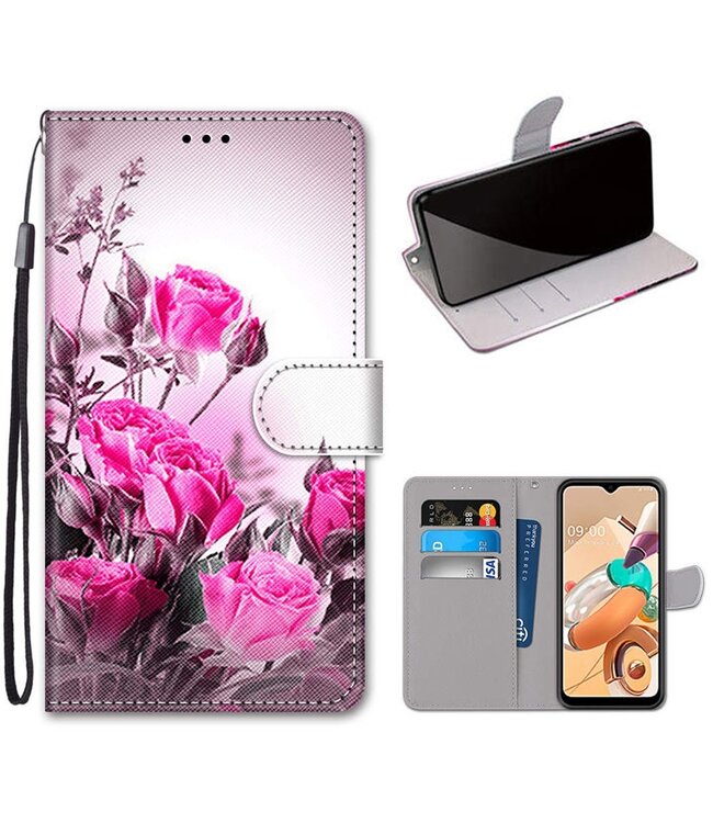 Rozen Bookcase Hoesje voor de LG K51S