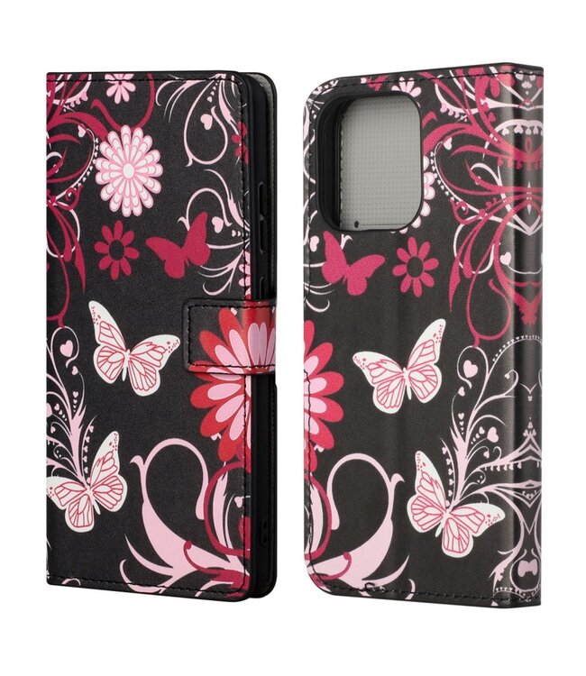 Vlinders En Bloemen Bookcase Hoesje voor de iPhone 13 Pro