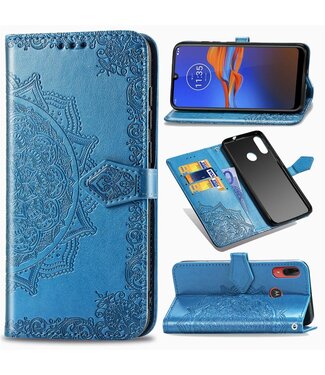 Blauw Mandala Bookcase Hoesje Motorola Moto E6 Plus