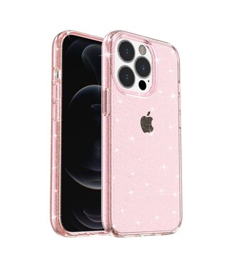 Roze Glitter Hybrid Hoesje iPhone 13 Pro