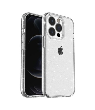 Zilver Glitter Hybrid Hoesje iPhone 13 Pro