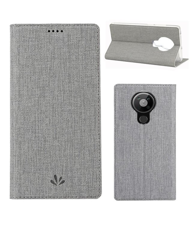 Vili DMX VILI DMX Grijs Cross Textuur Bookcase Hoesje voor de Nokia 5.3