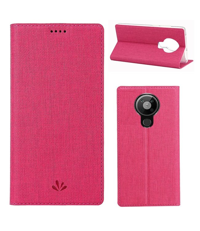 Vili DMX VILI DMX Roze Cross Textuur Bookcase Hoesje voor de Nokia 5.3